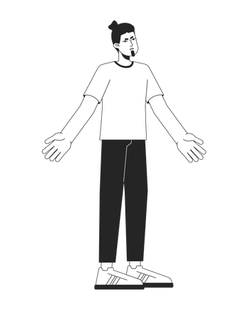 Hombre molesto levantando las manos  Ilustración