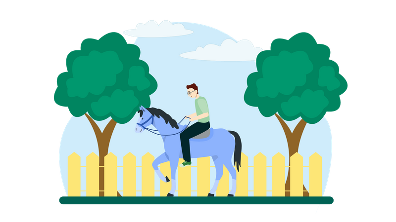 Hombre montando a caballo  Ilustración