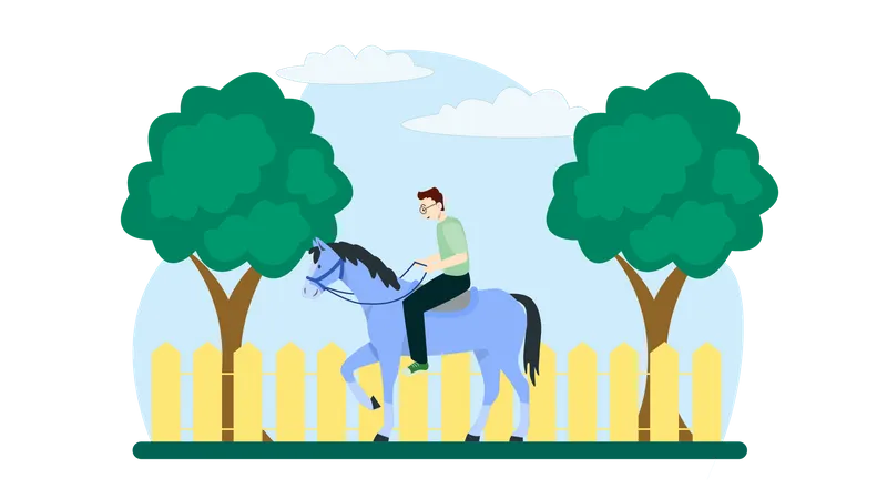 Hombre montando a caballo  Ilustración