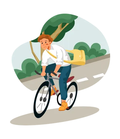 Hombre andando en bicicleta  Ilustración