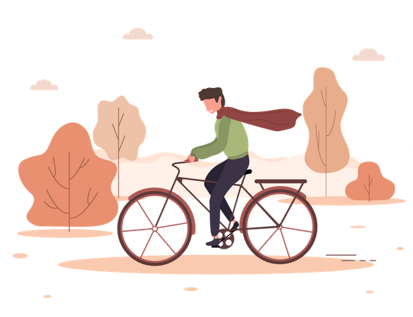 Hombre andando en bicicleta  Ilustración