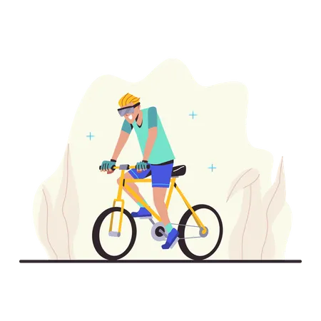 Hombre montando en bicicleta  Ilustración