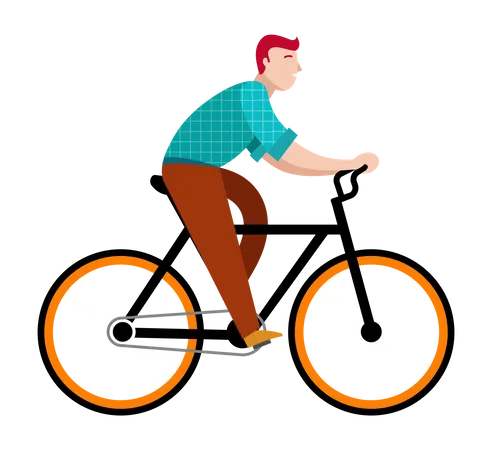 Hombre montando en bicicleta  Ilustración