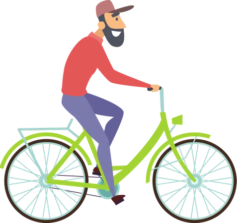 Hombre montando bicicleta  Ilustración