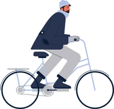 Hombre montando en bicicleta en la ciudad  Ilustración