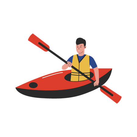 Hombre montando kayak  Ilustración