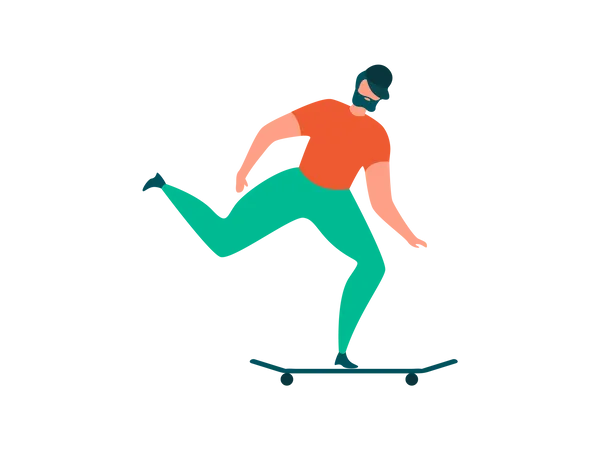 Hombre montando patineta  Illustration