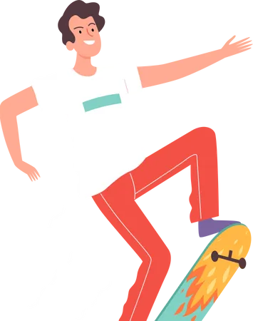 Hombre montando patineta  Ilustración