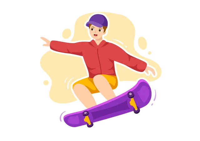 Hombre montando patineta  Ilustración