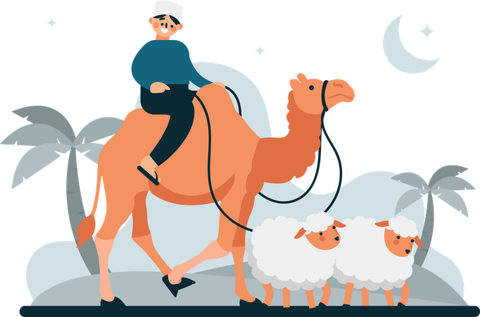 Hombre montando un camello  Ilustración