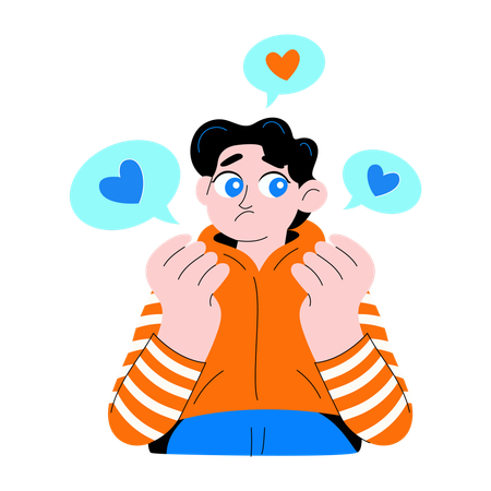 Hombre mostrando afecto cariño ternura abrazando emociones  Ilustración