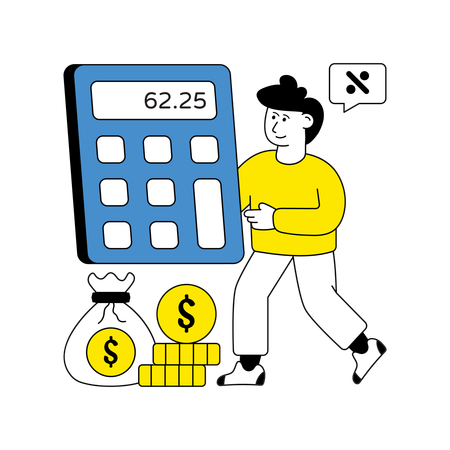 Hombre mostrando calculadora financiera  Illustration