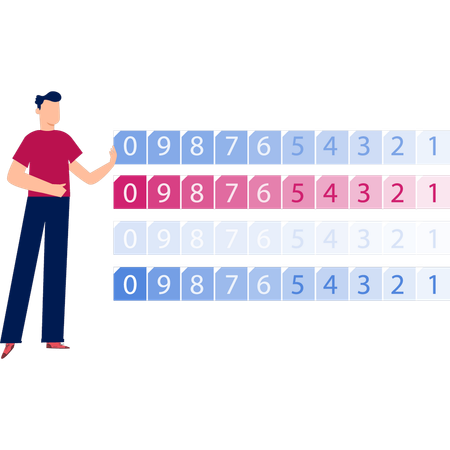 Hombre mostrando codificación informática  Ilustración