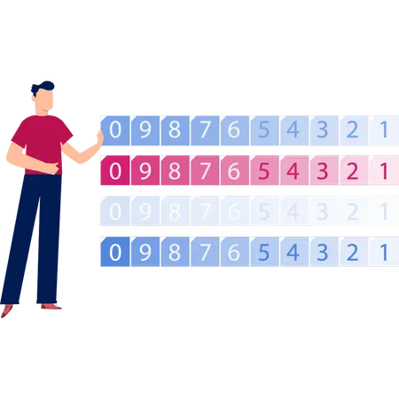 Hombre mostrando codificación informática  Ilustración