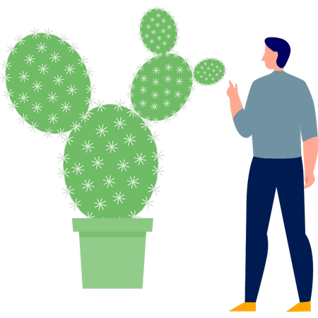 Hombre mostrando el concepto de cactus  Ilustración