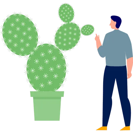 Hombre mostrando el concepto de cactus  Ilustración