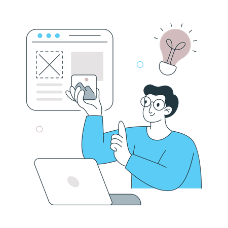 Hombre mostrando contenido web  Ilustración