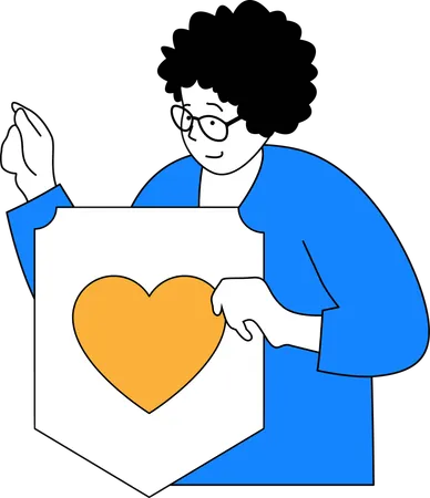 Hombre mostrando corazon  Ilustración