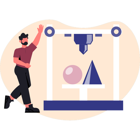 Hombre mostrando el diseño del polígrafo  Ilustración