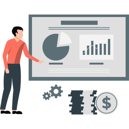 Hombre mostrando informe financiero  Ilustración