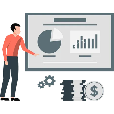 Hombre mostrando informe financiero  Ilustración