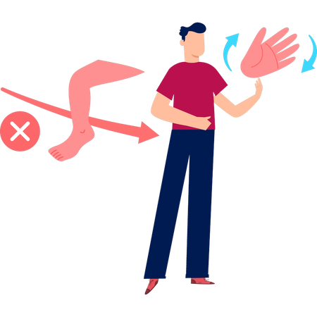 Hombre mostrando mano humana  Ilustración