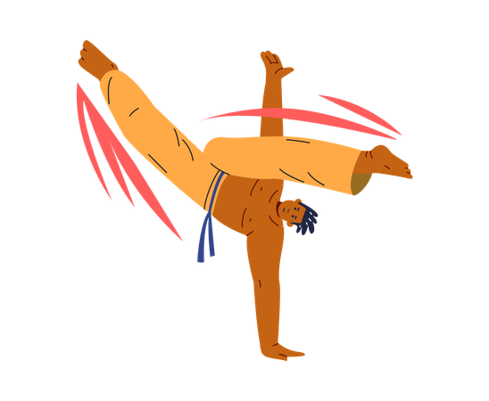 Hombre mostrando pose de artes marciales  Ilustración