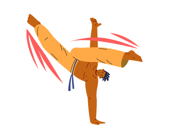 Hombre mostrando pose de artes marciales  Ilustración