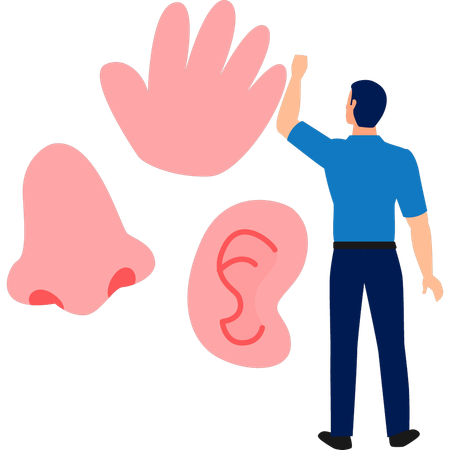 Hombre mostrando su mano humana  Ilustración
