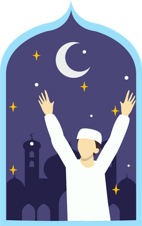 Hombre musulmán celebrando el Ramadán  Ilustración