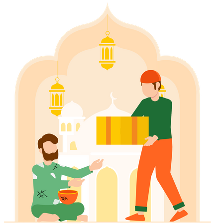 Hombre musulmán dando donación  Ilustración
