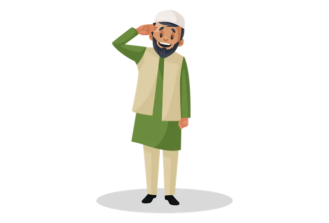 Hombre musulmán dando saludo  Ilustración