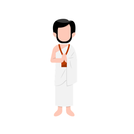 Hombre musulmán en el hajj de peregrinación  Ilustración