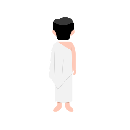 Hombre musulmán en el hajj de peregrinación  Ilustración