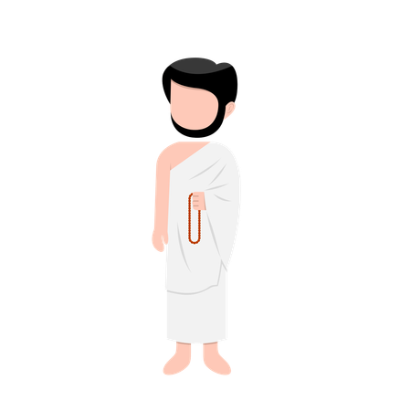 Hombre musulmán en el hajj de peregrinación  Ilustración