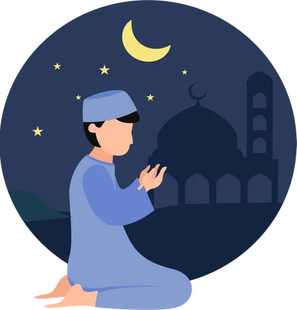 Hombre musulmán en oración  Ilustración