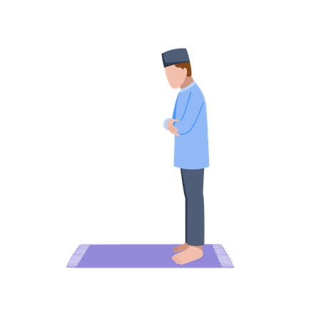 Hombre musulmán haciendo oración  Ilustración