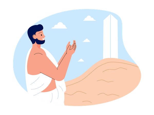 Hombre musulmán haciendo oración islámica  Ilustración