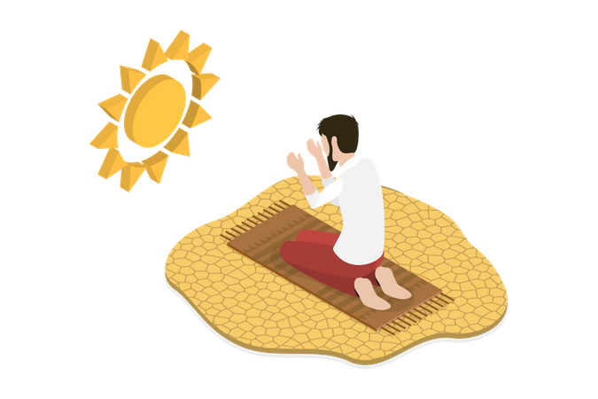 Hombre musulmán rezando  Ilustración