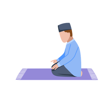 Hombre musulmán en posición de oración  Ilustración