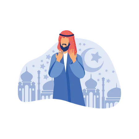Hombre musulmán rezando  Ilustración