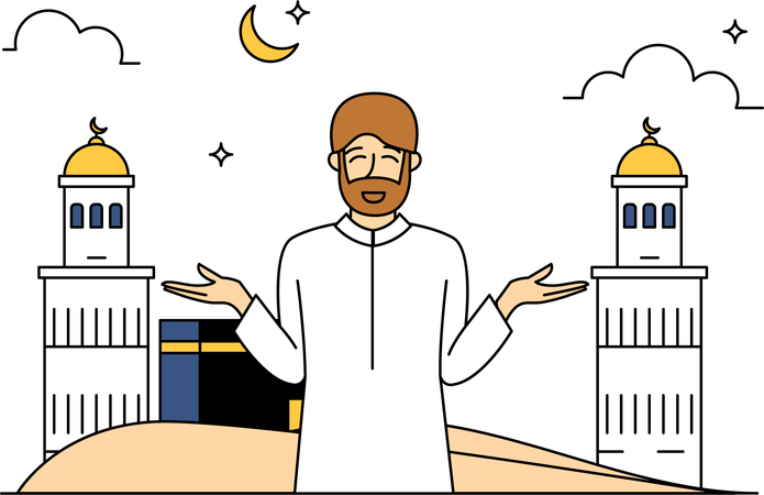 Saludo musulmán en Eid al-Adha  Ilustración