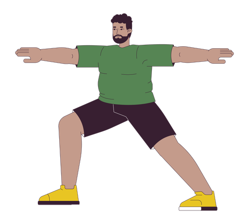 Hombre negro de talla grande haciendo yoga  Ilustración