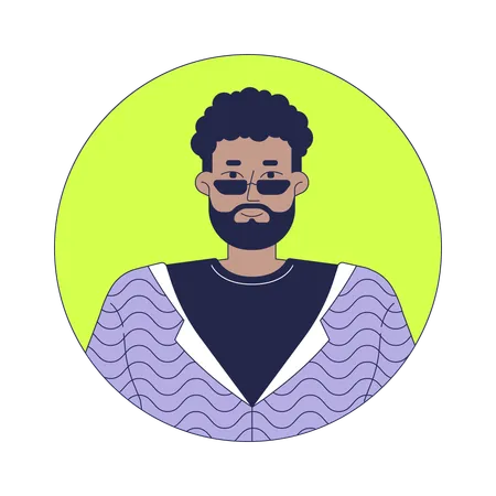 Hombre negro con estilo con barba y gafas de sol  Ilustración