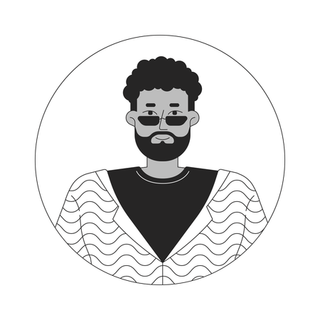 Hombre negro con estilo con barba y gafas de sol  Ilustración