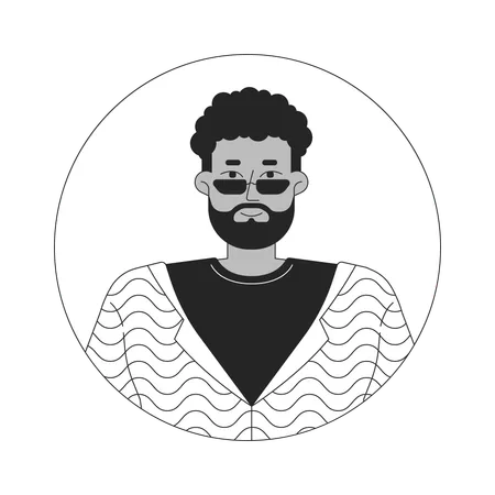 Hombre negro con estilo con barba y gafas de sol  Ilustración