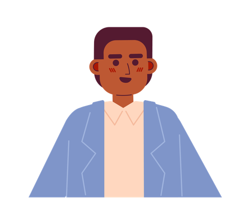 Hombre negro sonriente emocionado en traje  Ilustración