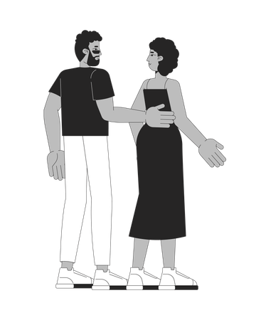 Hombre negro sosteniendo la mano sobre la espalda de su esposa  Ilustración