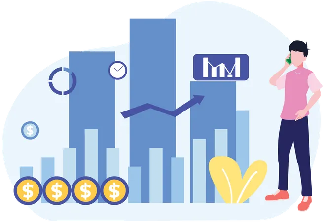 Hombre obteniendo crecimiento de la inversión  Ilustración