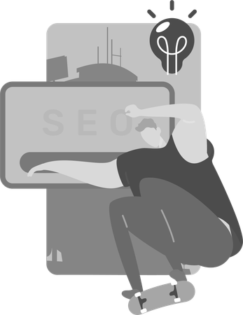 Hombre recibiendo ideas optimizadas para SEO  Ilustración